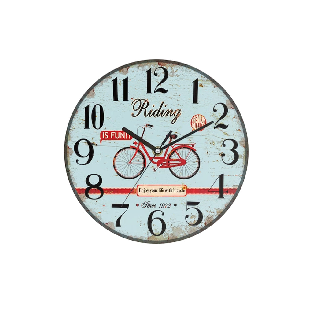 Retro Round Shabby Chic Patchwork Wooden Decorative Wall Art Clock