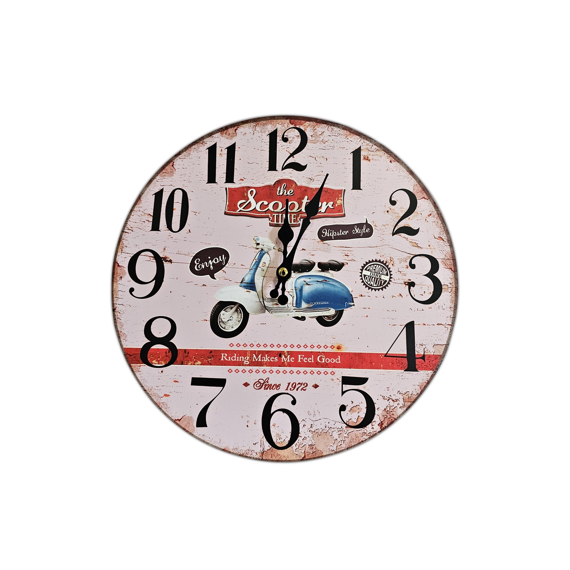 Retro Round Shabby Chic Patchwork Wooden Decorative Wall Art Clock