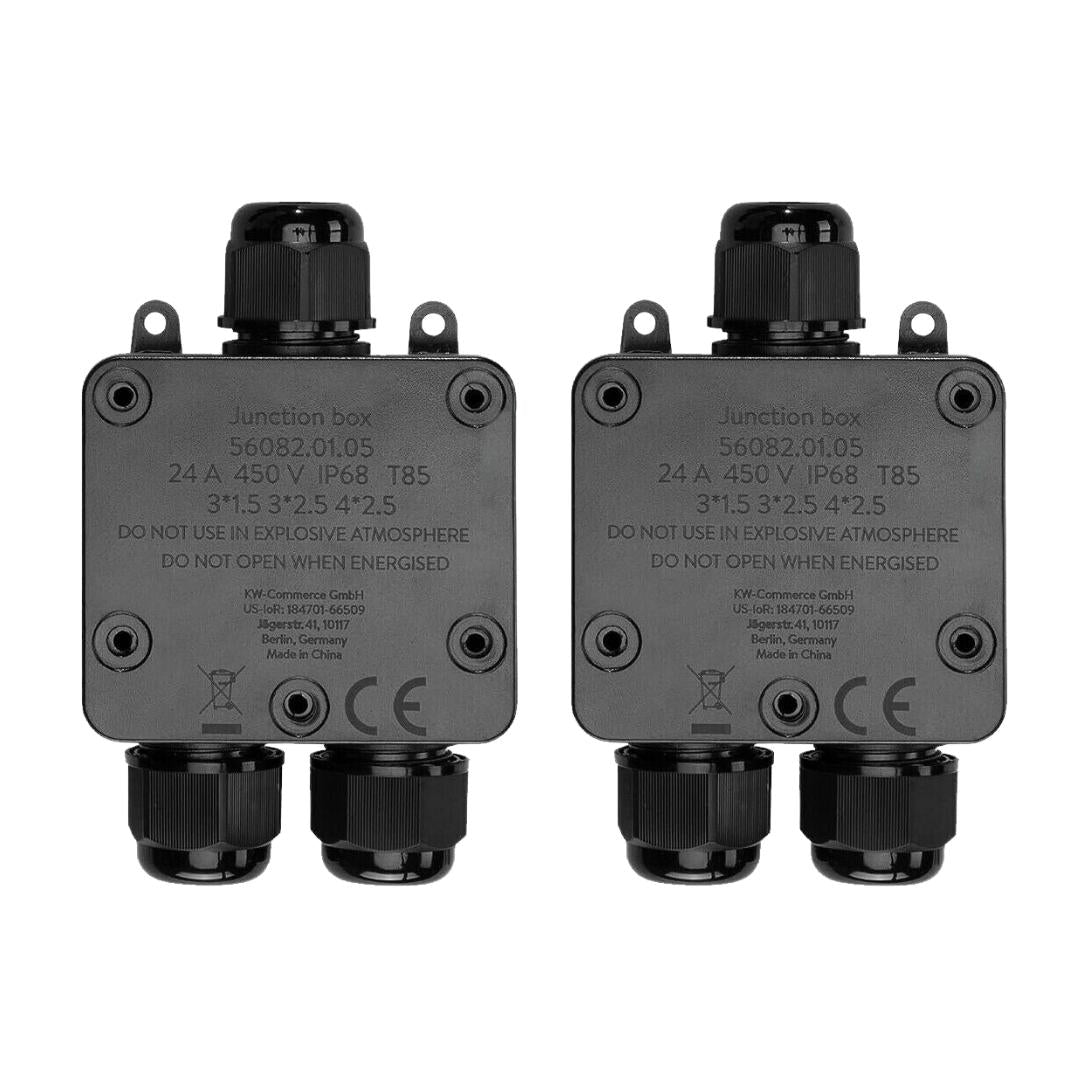 IP68 Outdoor Electrical Junction Box Connector, Black 3-Way Waterproof Cable