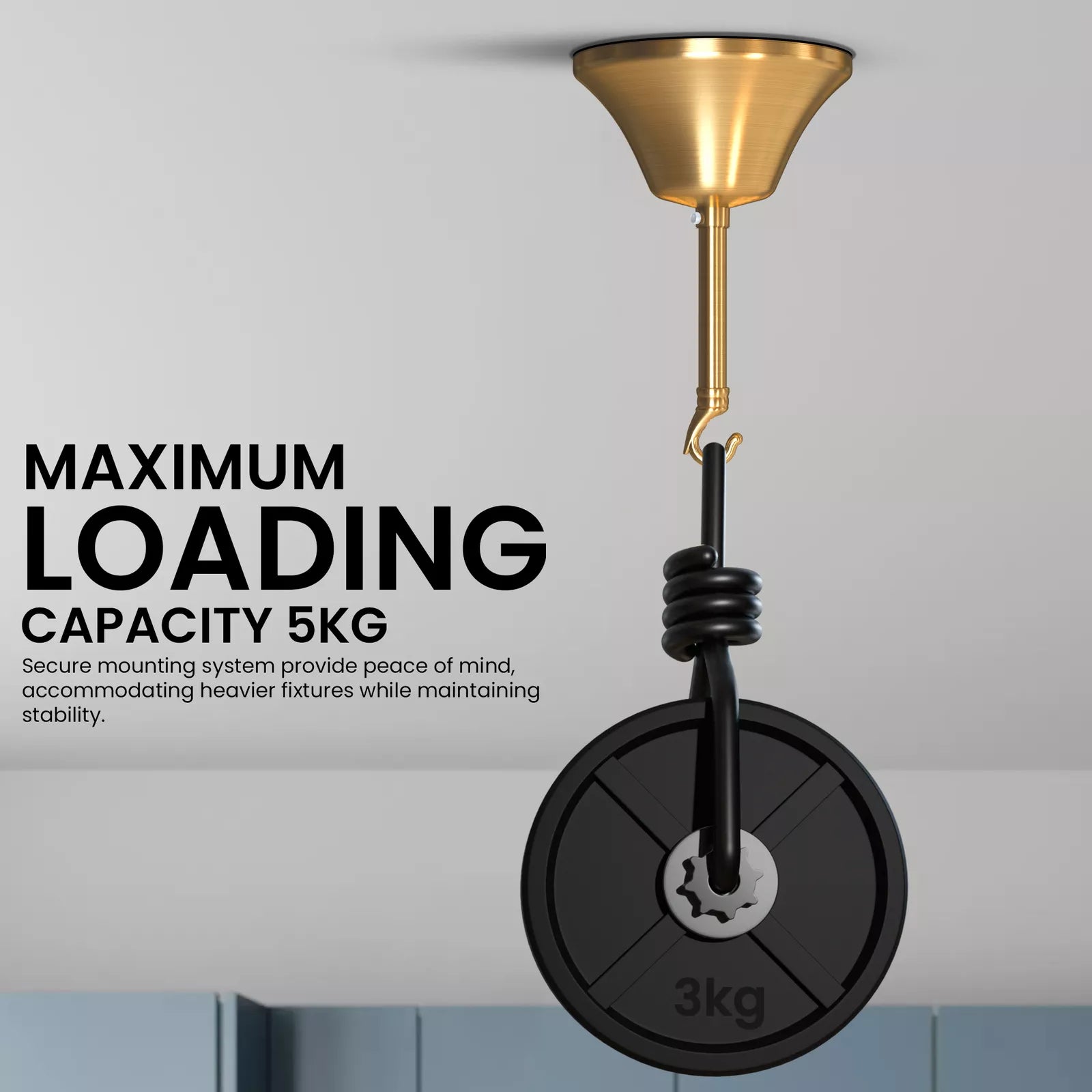 100mm Metal Ceiling Rose Hook for Pendant Lights & Chandeliers - Easy Mount