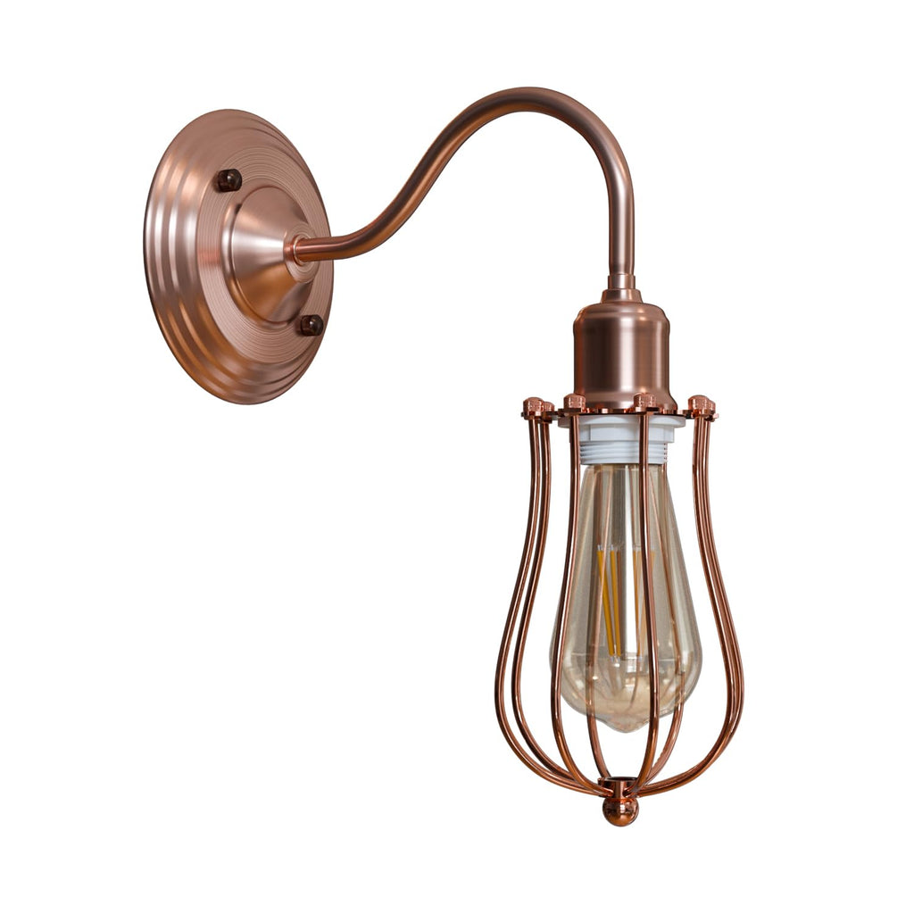 Industrial Metal Arm Wall Sconce E27 Copper Finish Light Fixture