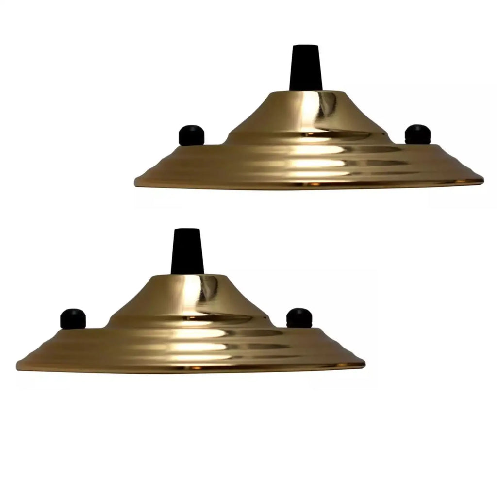 140mm Metal Ceiling Rose Plate with Cable Grip for Pendant Light Fixtures - 2 Pack