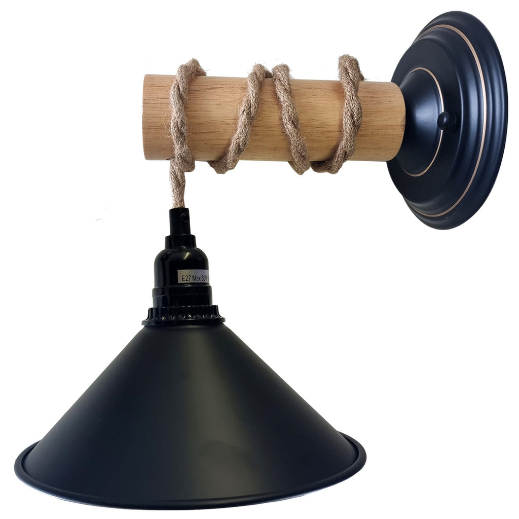 Industrial Retro Wood Wall Sconce Light Fixture with Warm LED Lighting