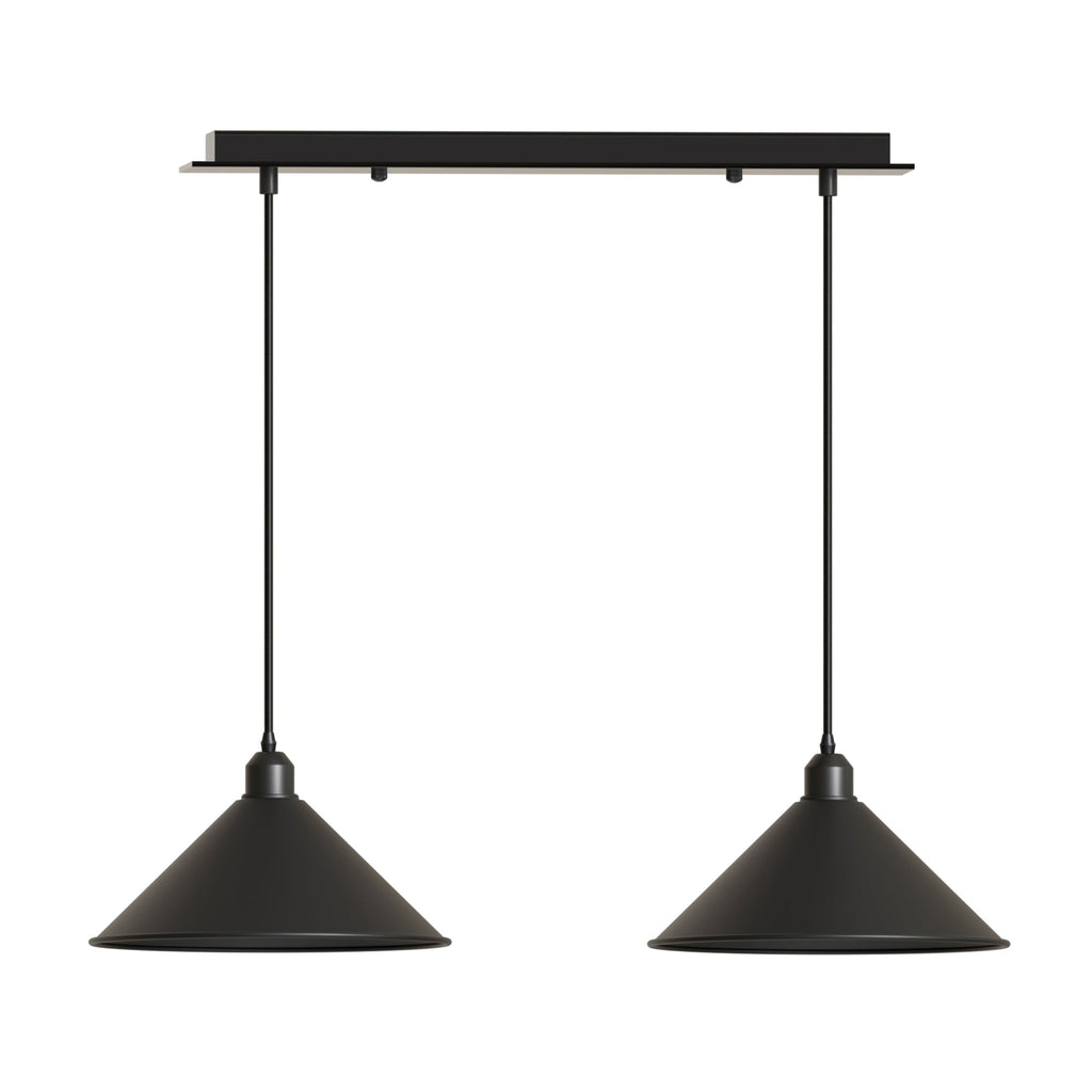 Modern Metal Double Head Cone Shade Pendant Light Fixture E27 Base