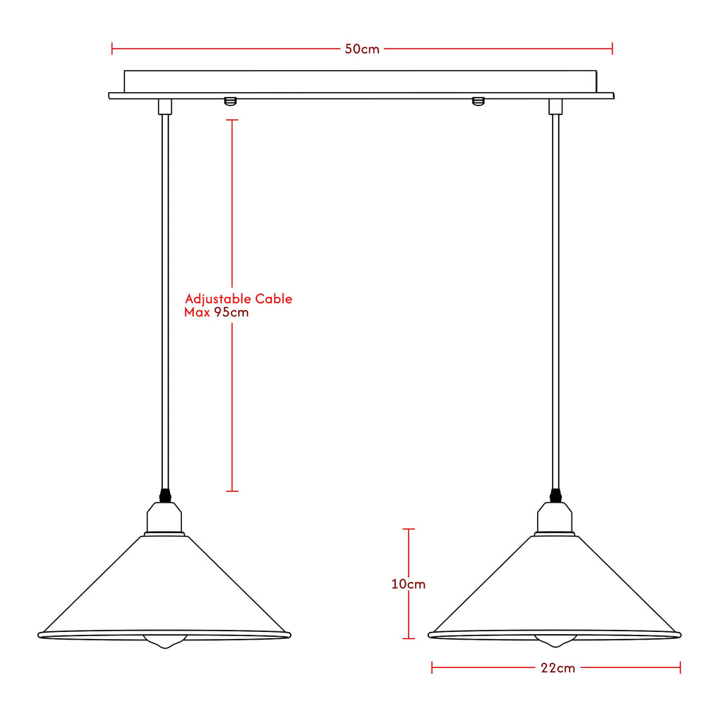 E27 2 Head Pendant Light Metal  ~6116