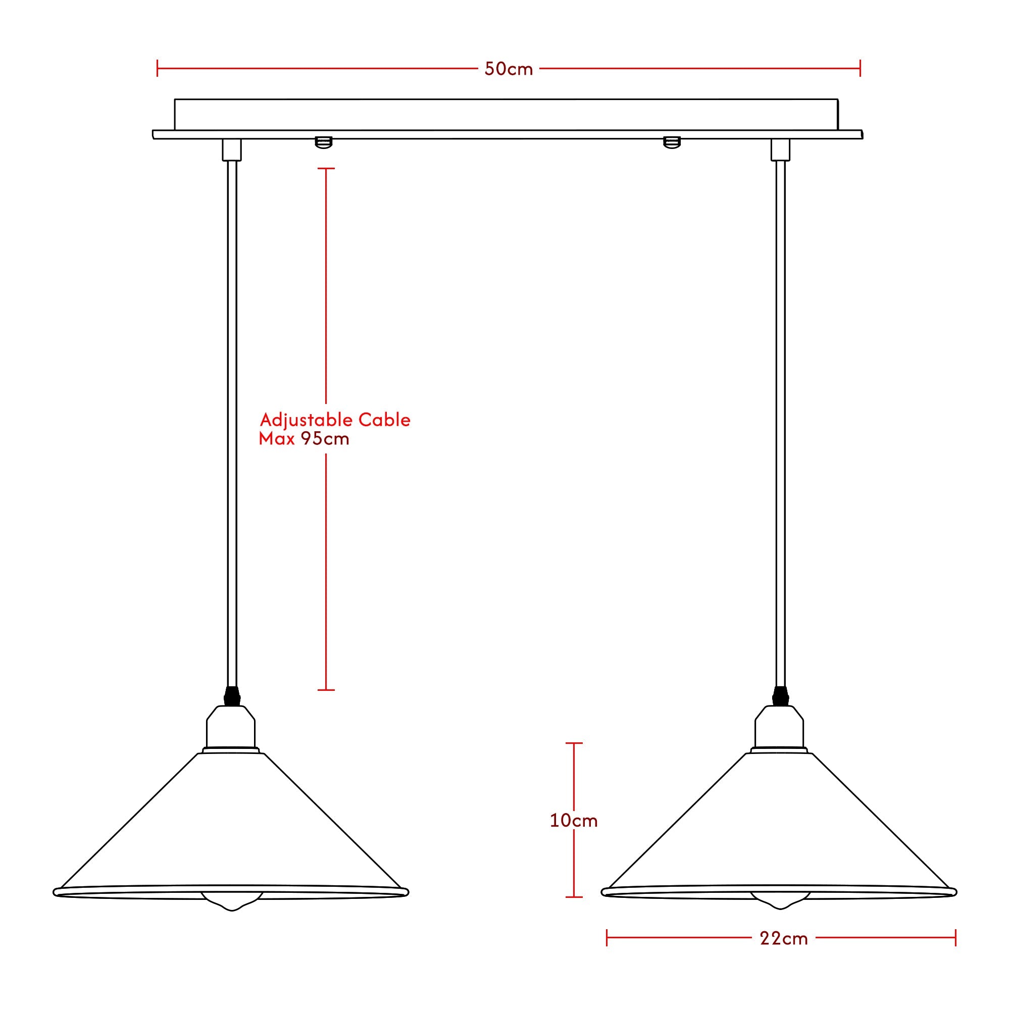 E27 2 Head Pendant Light Metal  ~6116