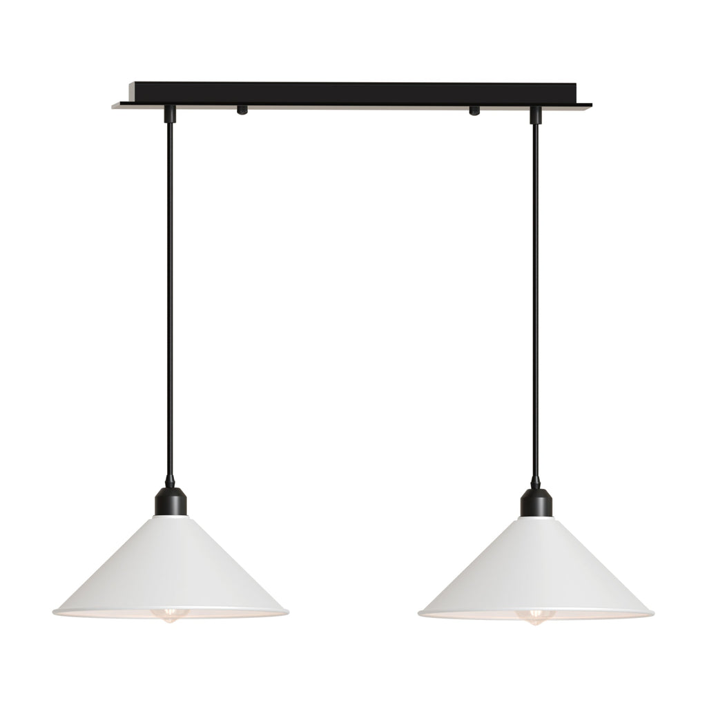Modern Metal Double Head Cone Shade Pendant Light Fixture E27 Base