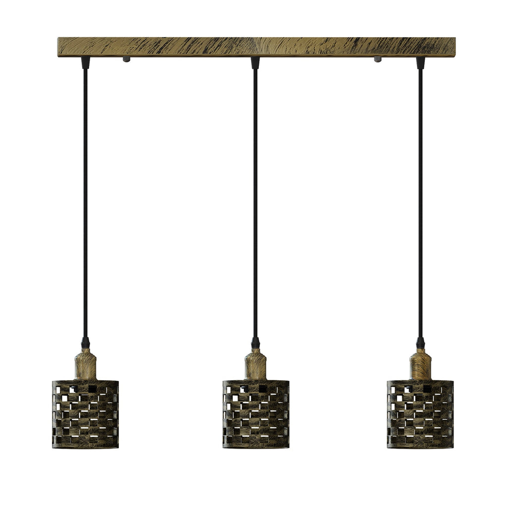 Industrial 3-Light Cage Pendant Fixture with E27 Base for Modern Homes