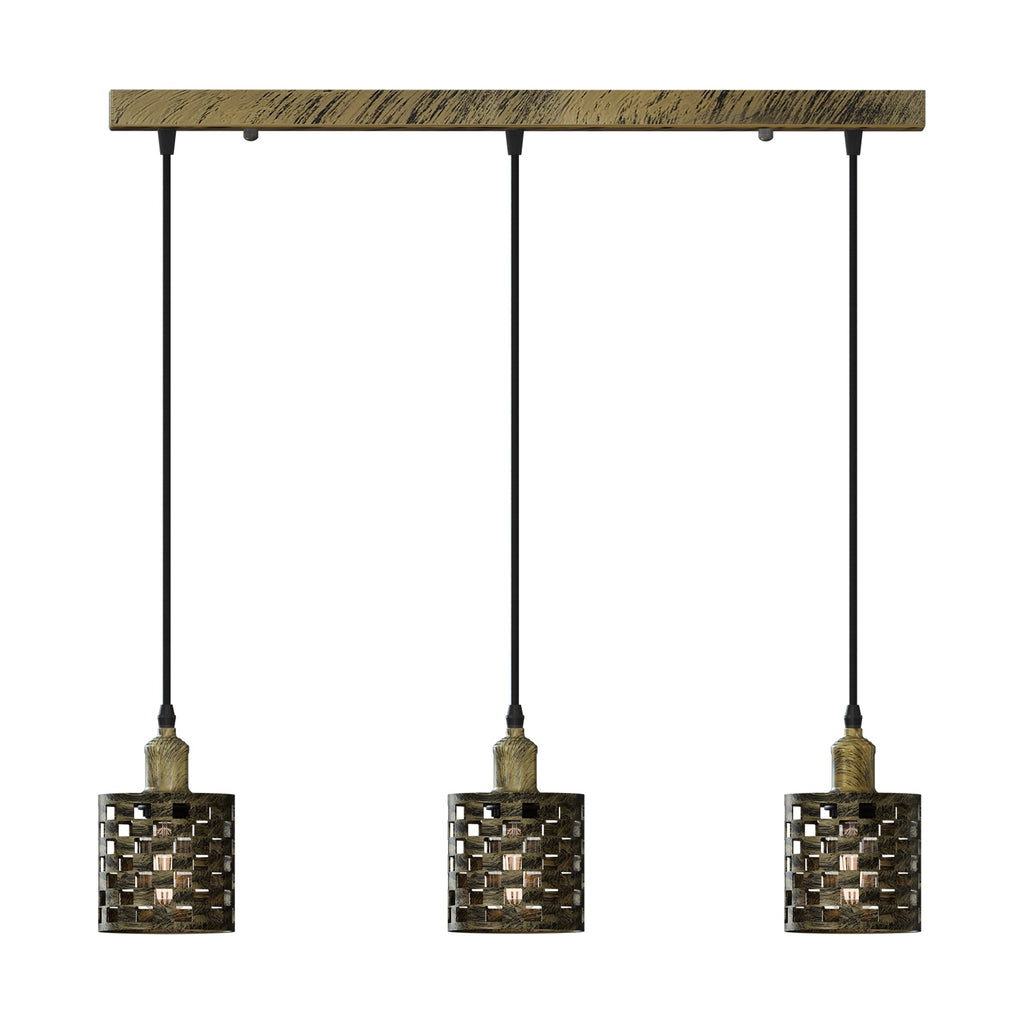 Industrial 3-Light Cage Pendant Fixture with E27 Base for Modern Homes