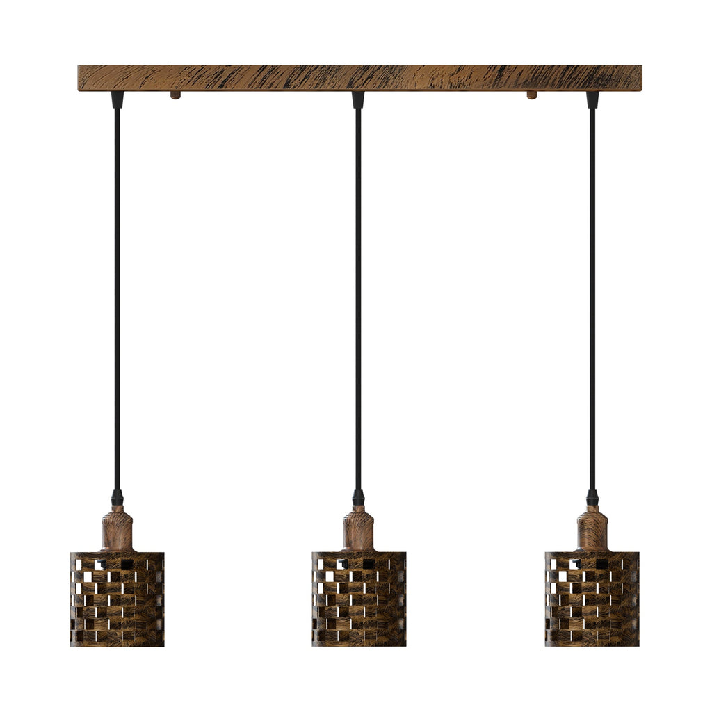 Industrial 3-Light Cage Pendant Fixture with E27 Base for Modern Homes