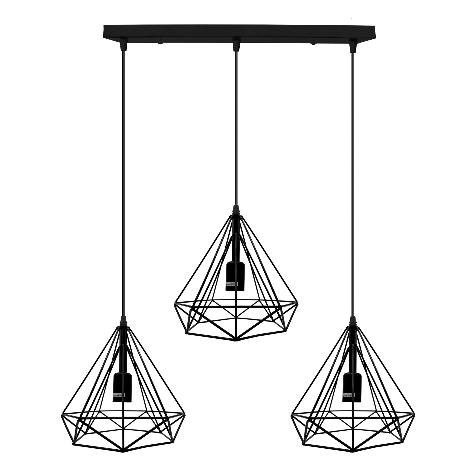 3 Head Rectangle Diamond Cage Ceiling Light Hanging Pendant Light~5646