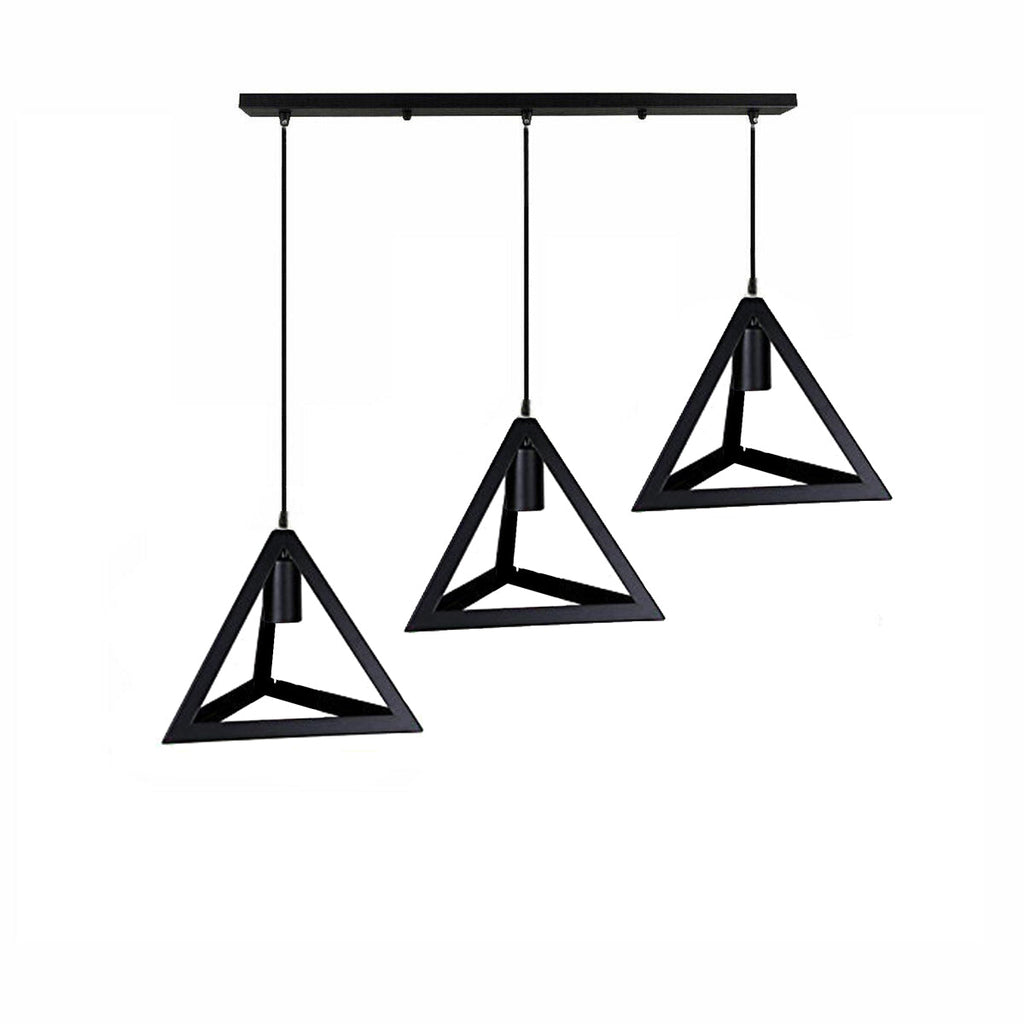 Industrial Black Metal Pendant Light Shade, Loft Style, 3-Light E27 Cluster Fixture