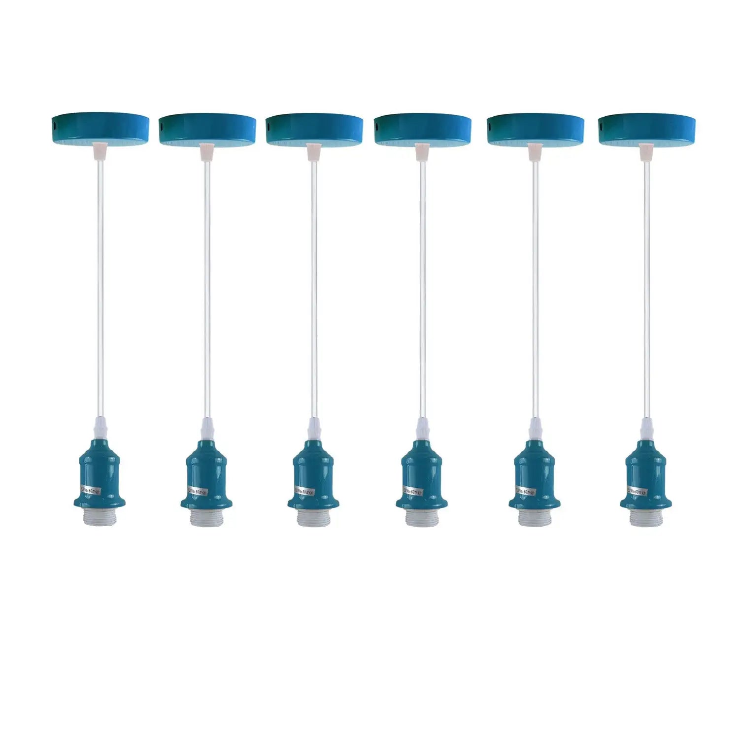 Cyan Blue Retro E27 Pendant Light Fitting with Adjustable Cable