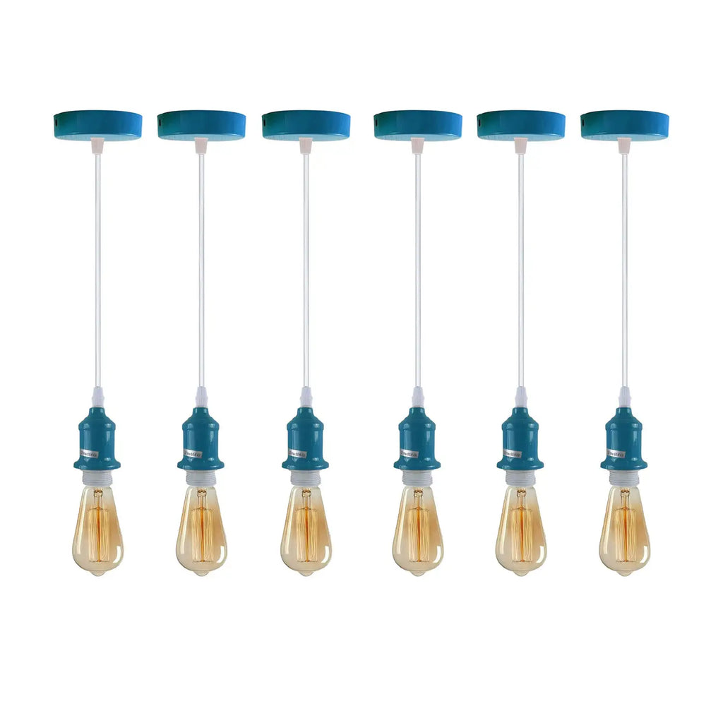 Cyan Blue Vintage Retro Pendant Light Fitting E27 Hanging Bulb Holder