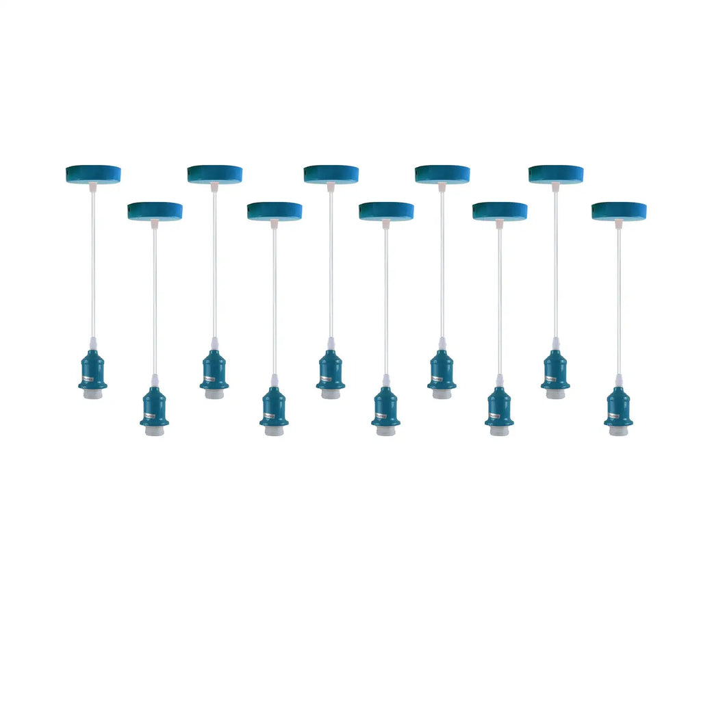 Cyan Blue Retro E27 Pendant Light Fitting with Adjustable Cable