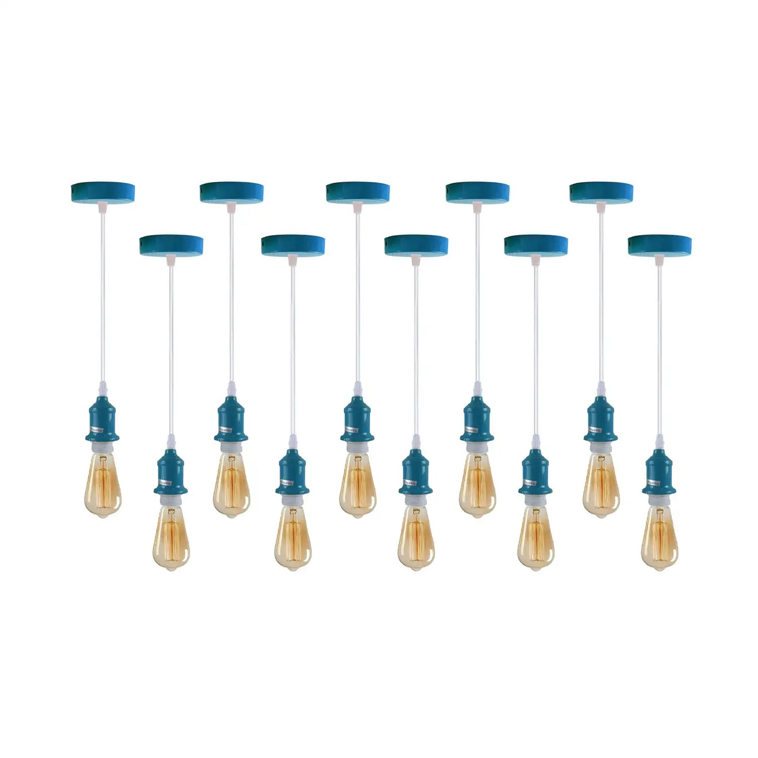 Cyan Blue Vintage Retro Pendant Light Fitting E27 Hanging Bulb Holder