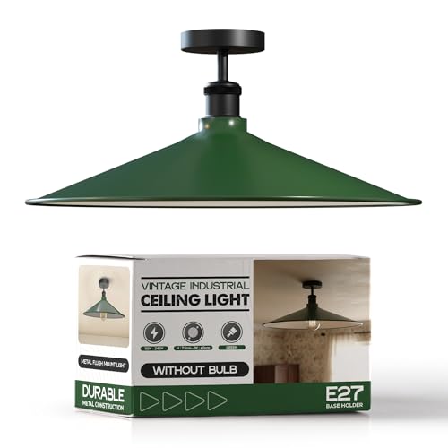 Sleek Industrial LED Flush Mount Ceiling Light, Dimmable, E27 Bulb Compatible