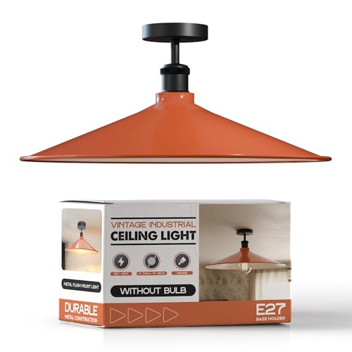 Sleek Industrial LED Flush Mount Ceiling Light, Dimmable, E27 Bulb Compatible