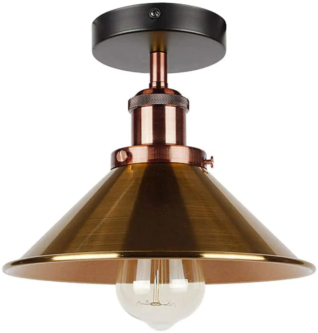 Industrial Metal Semi Flush Mount Cone Ceiling Light Fixture