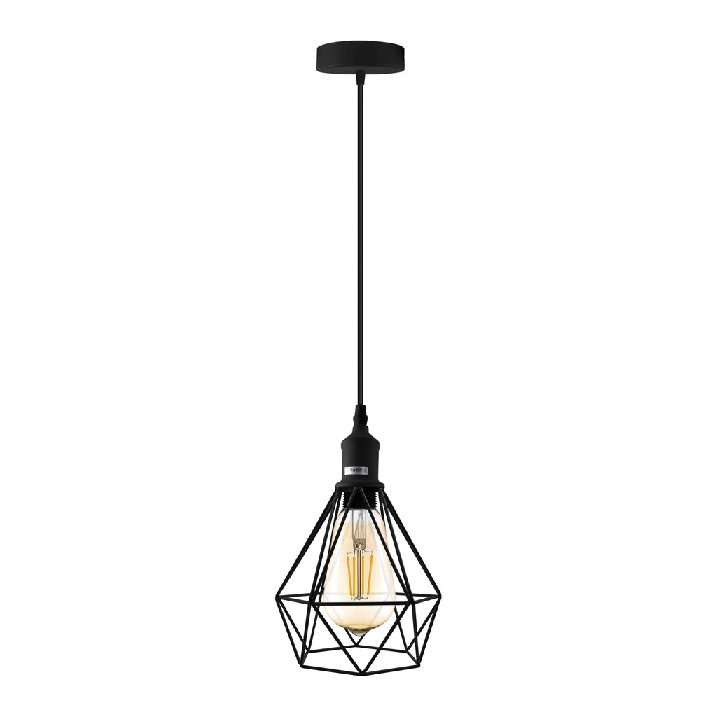 Industrial Metal Cage Pendant Light, Vintage Style Hanging Ceiling Lamp Shade