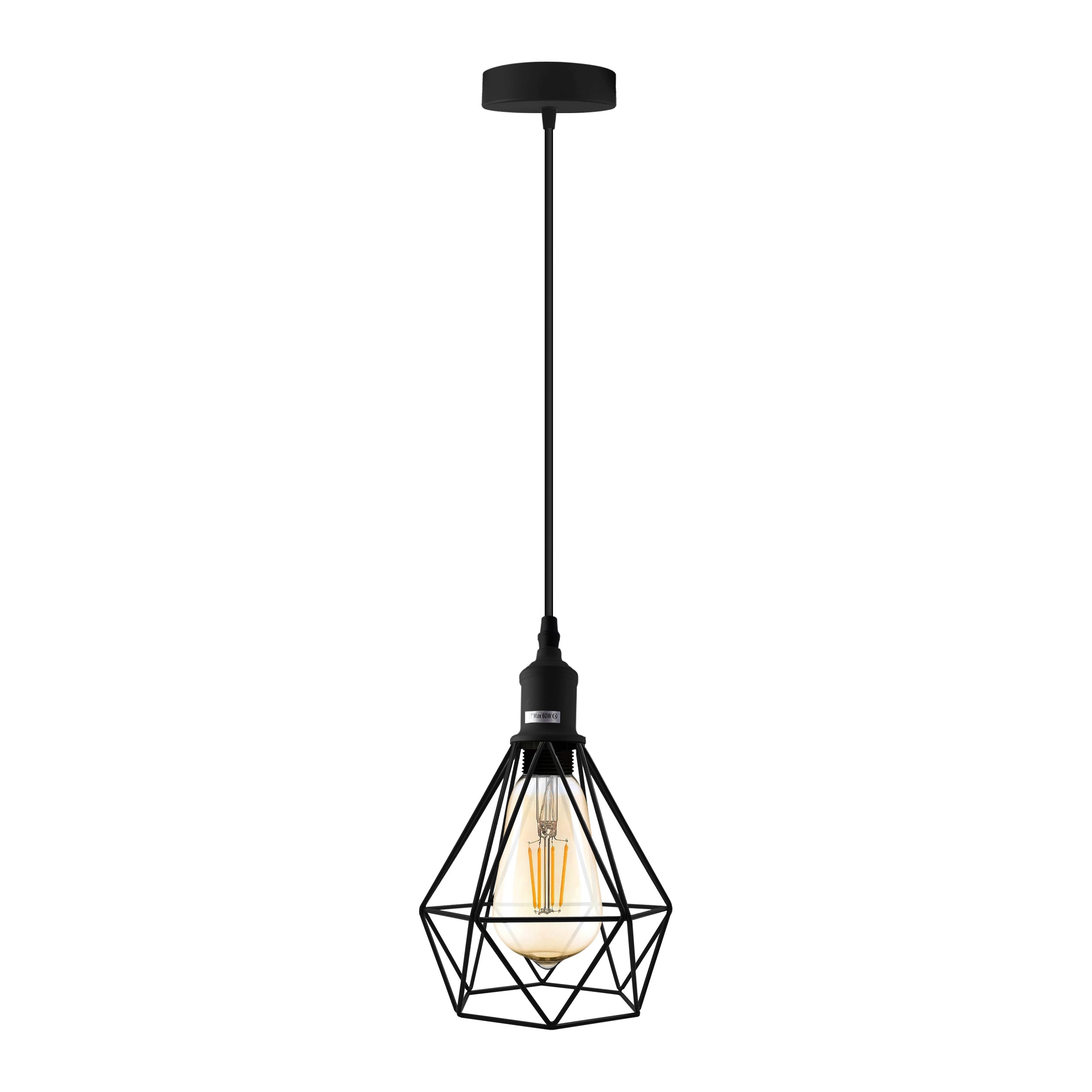 Industrial Metal Cage Pendant Light, Vintage Style Hanging Ceiling Lamp Shade