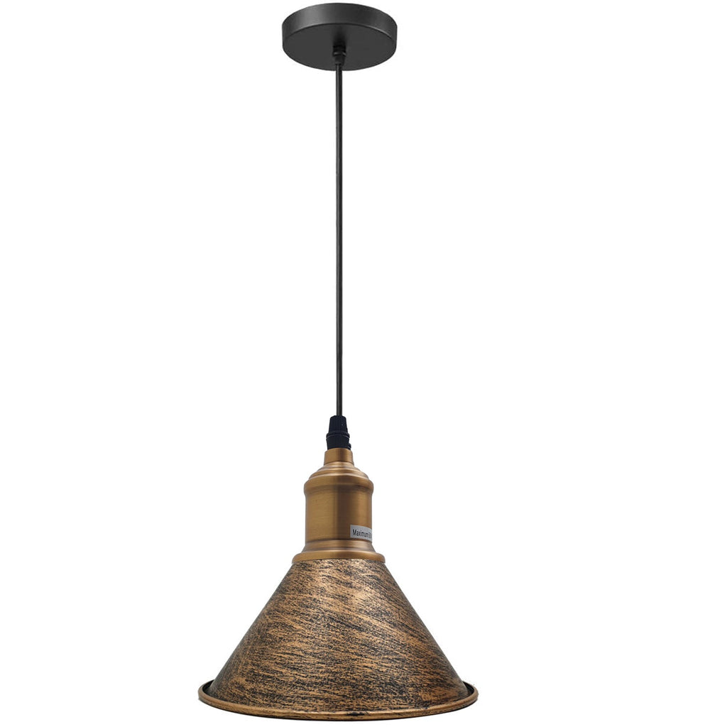 Modern Industrial Metal Cone Pendant Light, Adjustable Cable, Multiple Finishes