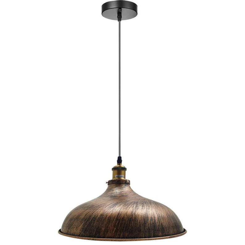 Vintage Industrial Brushed Copper Metal Shade Ceiling Pendant Light
