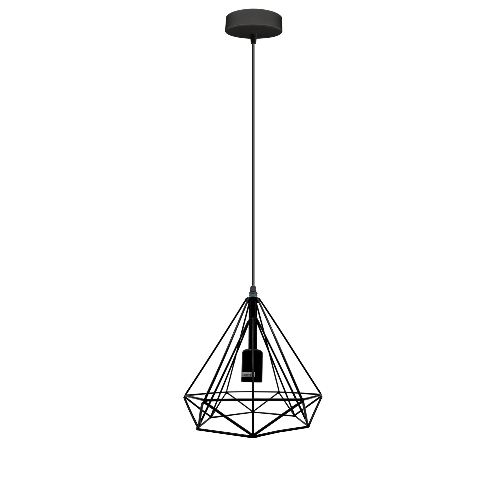 Modern Industrial Diamond Cage Pendant Light Fixture for E27 Bulbs