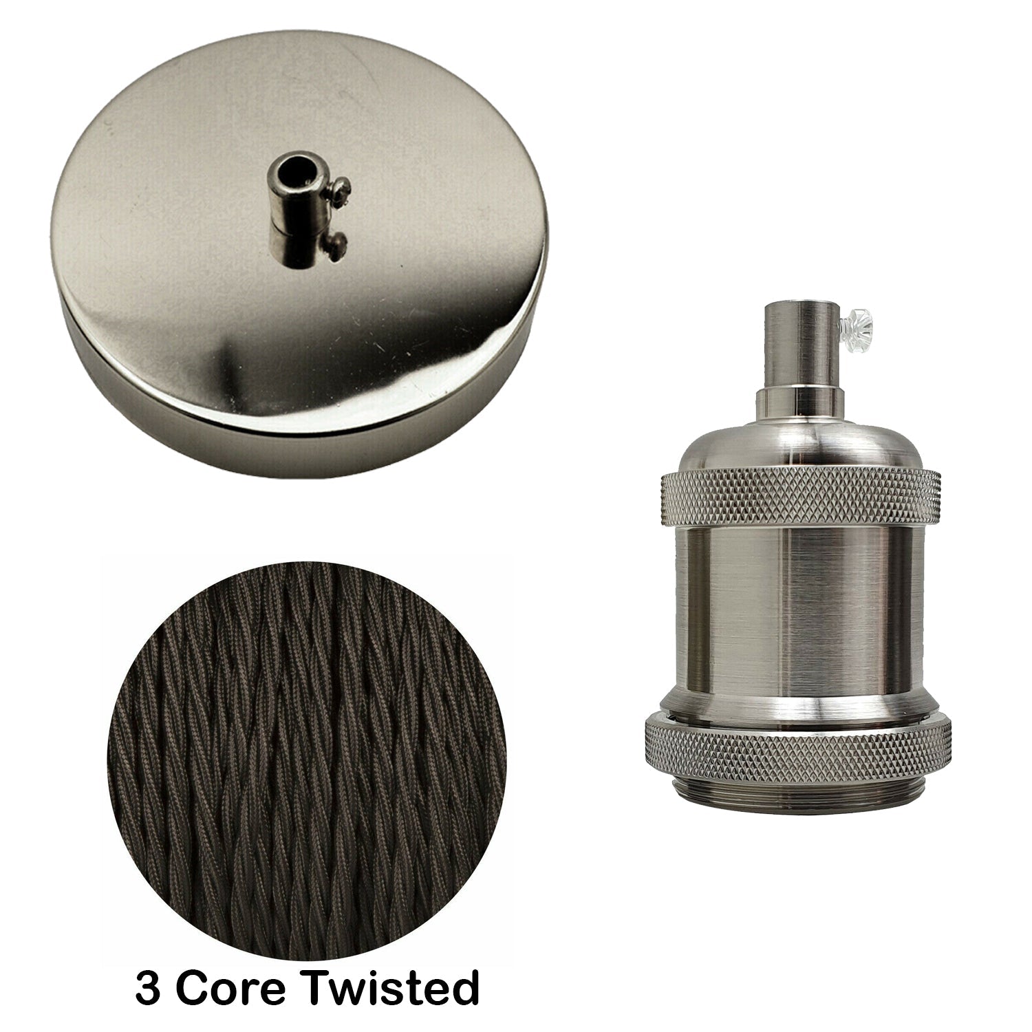 Customizable Decorative Pendant Light Kit: Fabric Cable, E27 Holder, Metal Ceiling Rose