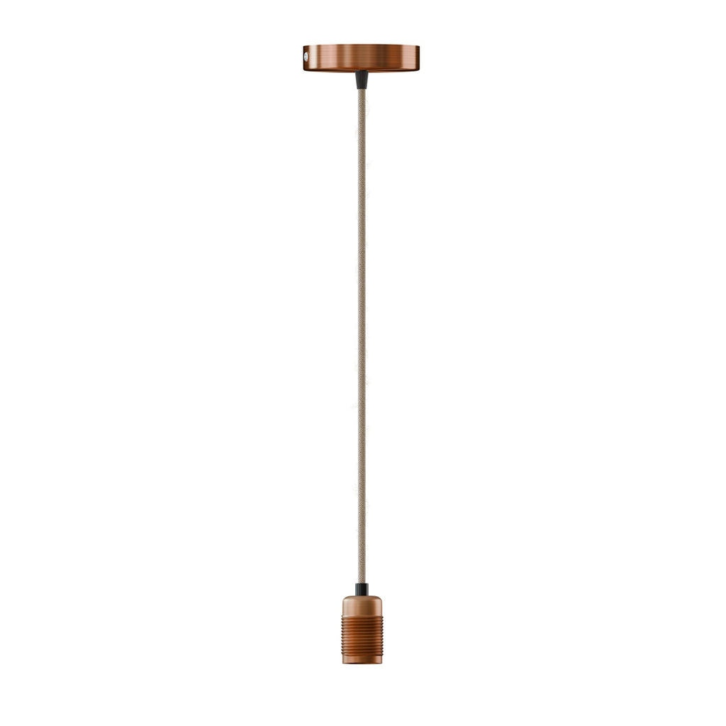 Vintage Brass Pendant Light Holder with Adjustable Hemp Cable E27