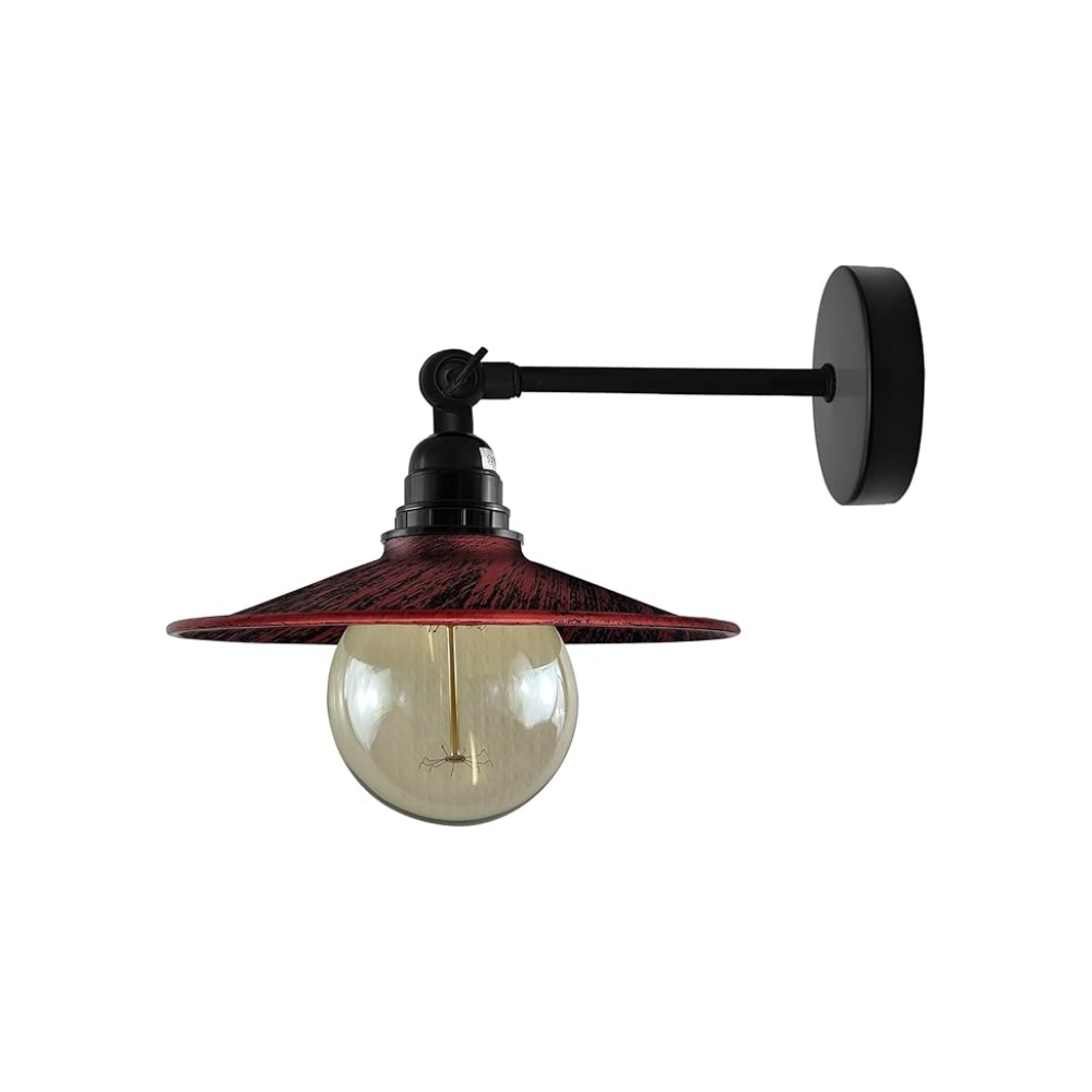 Vintage Industrial Metal Flat Shade Wall Sconce Adjustable Arm Light Fixture