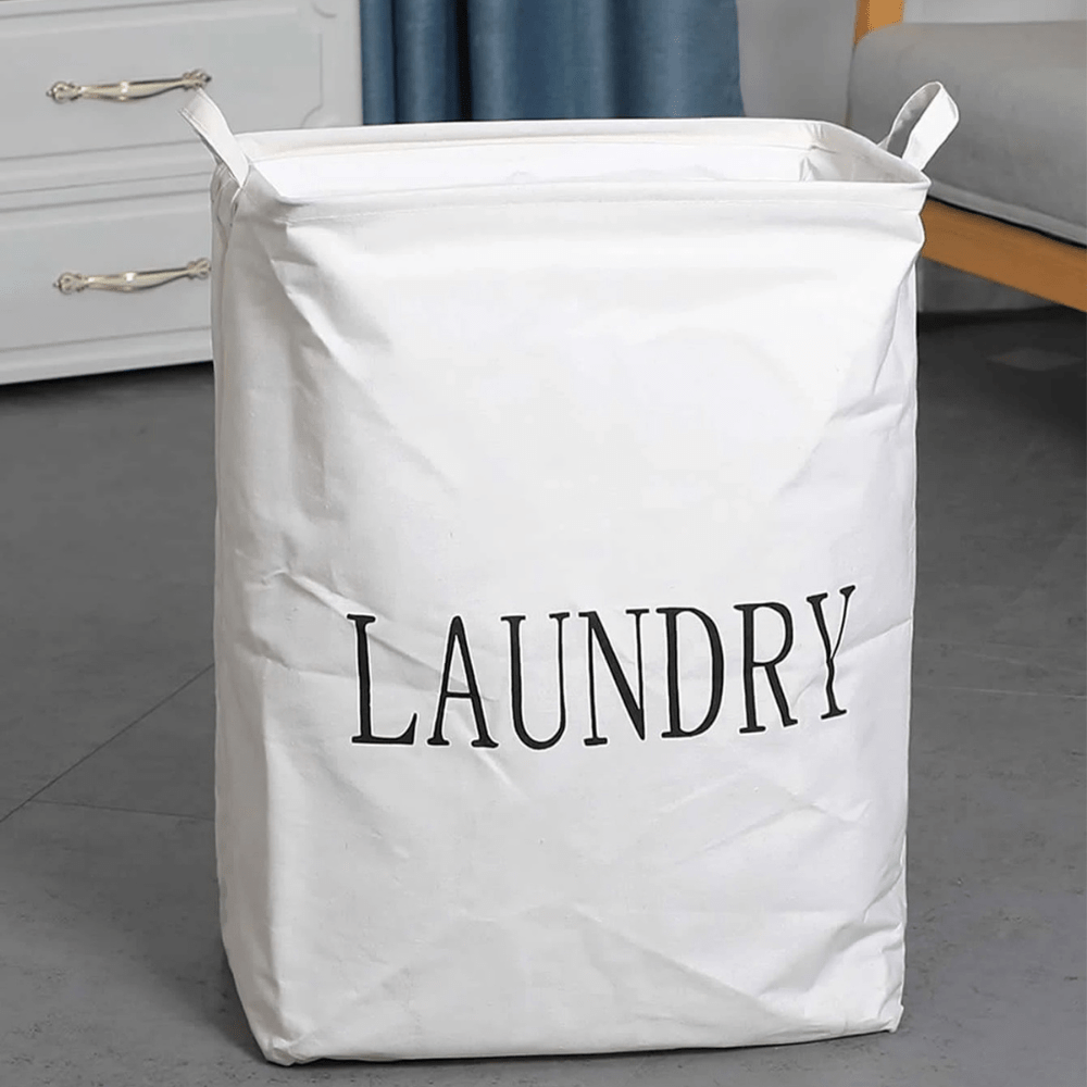 Large Foldable Cotton Laundry Hamper Bag with Waterproof Lining