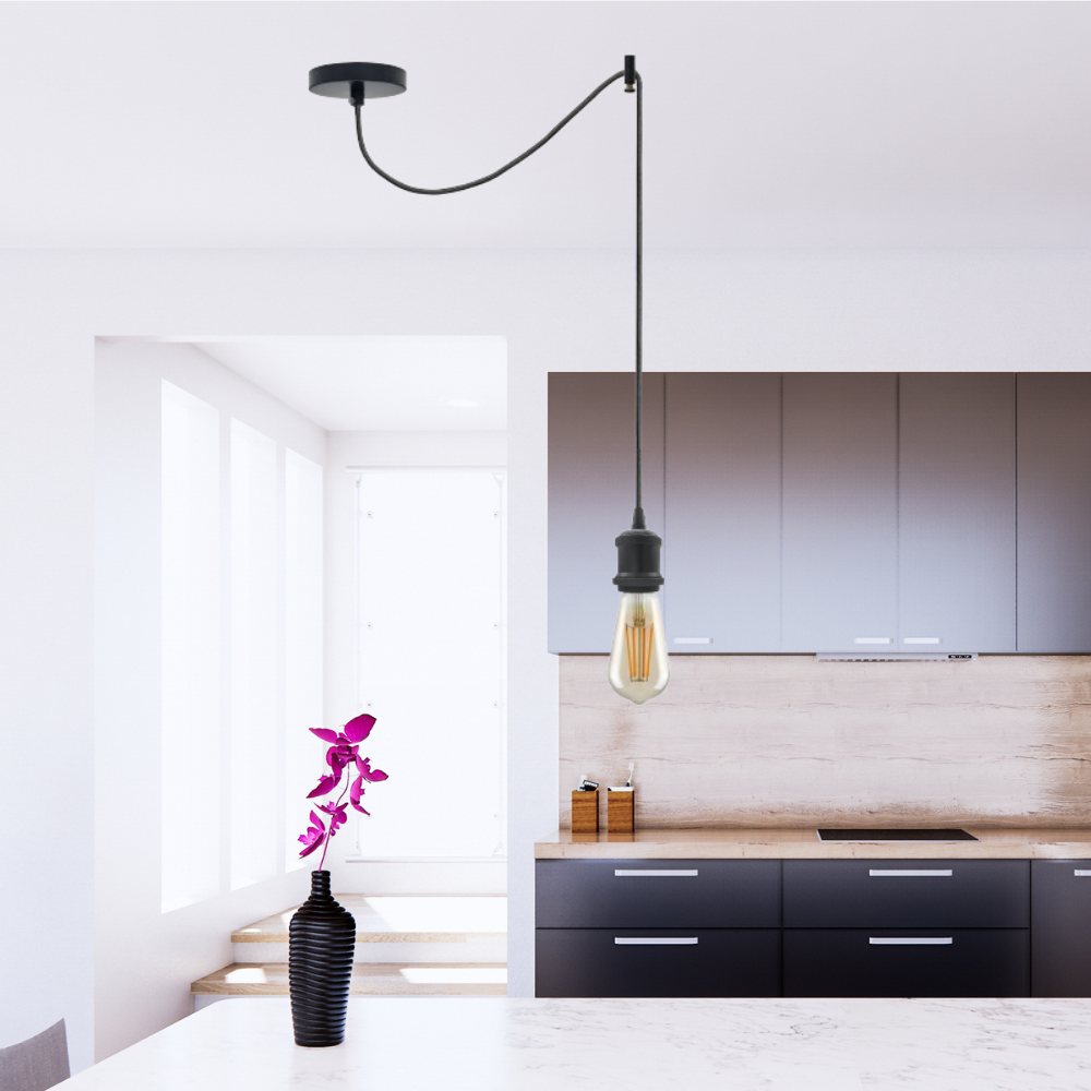 Spider Ceiling Pendant Light 2m Fabric 3Core Cable E27 ~4483