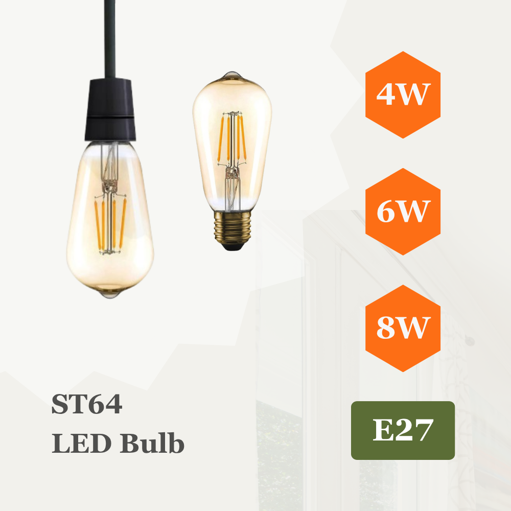 Dimmable LED Filament ST64 E27 Edison Bulb Warm White Amber Glass