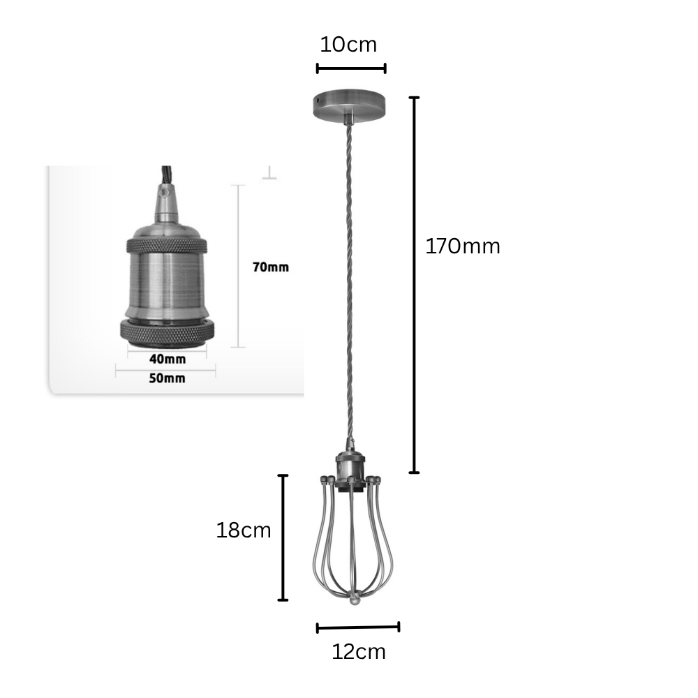 Vintage Balloon Cage Pendant Light Industrial Brass Ceiling Lamp E27 Fitting ~1376