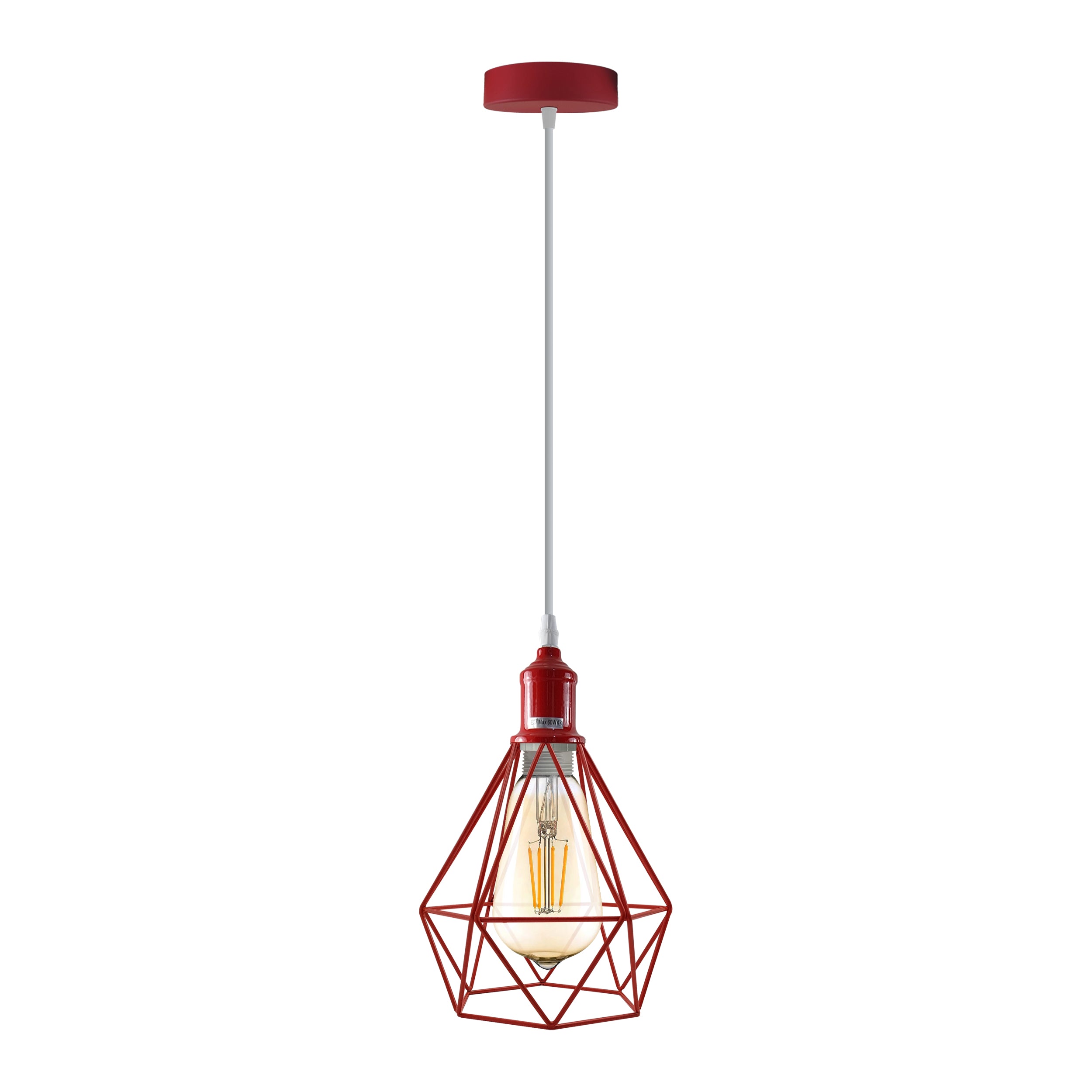 Industrial Metal Cage Pendant Light, Vintage Style Hanging Ceiling Lamp Shade
