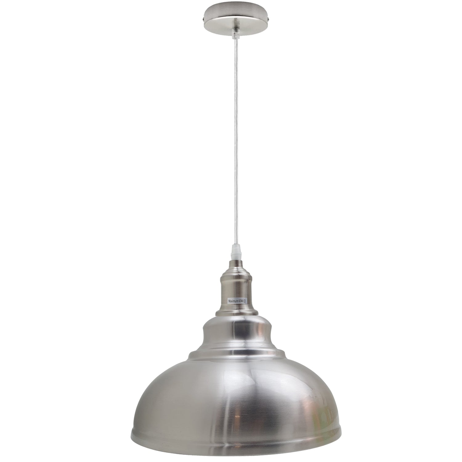 Modern Industrial Metal Pendant Light Fixture, Adjustable Height, E27 Satin Nickel
