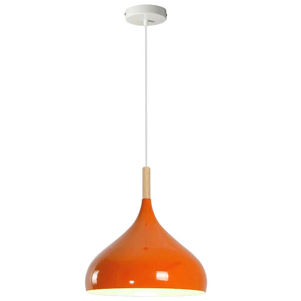 Retro Orange Metal Industrial Pendant Light Fixture, E27 Bulb, Modern Vintage