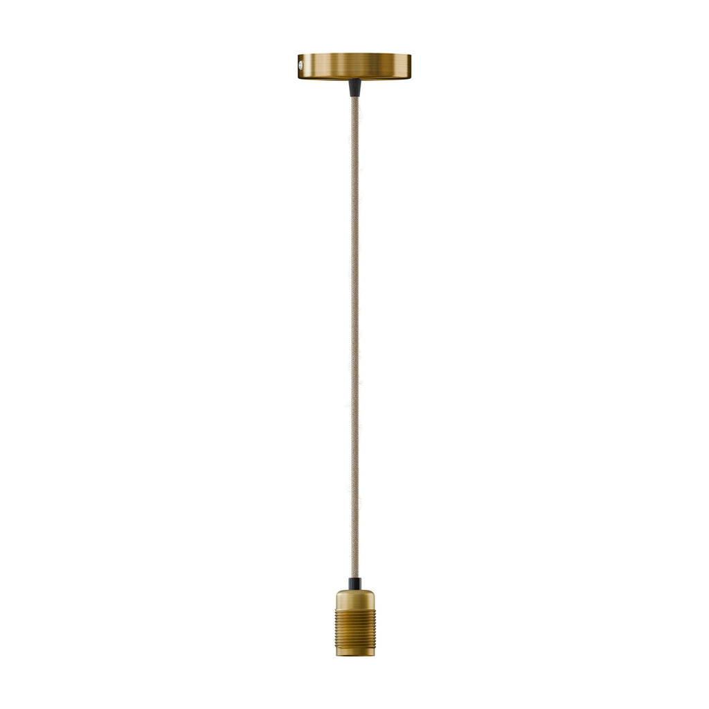 Vintage Brass Pendant Light Holder with Adjustable Hemp Cable E27