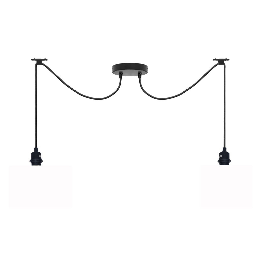 Modern Industrial Black 2-Light Spider Pendant Ceiling Lamp Adjustable Cables E27