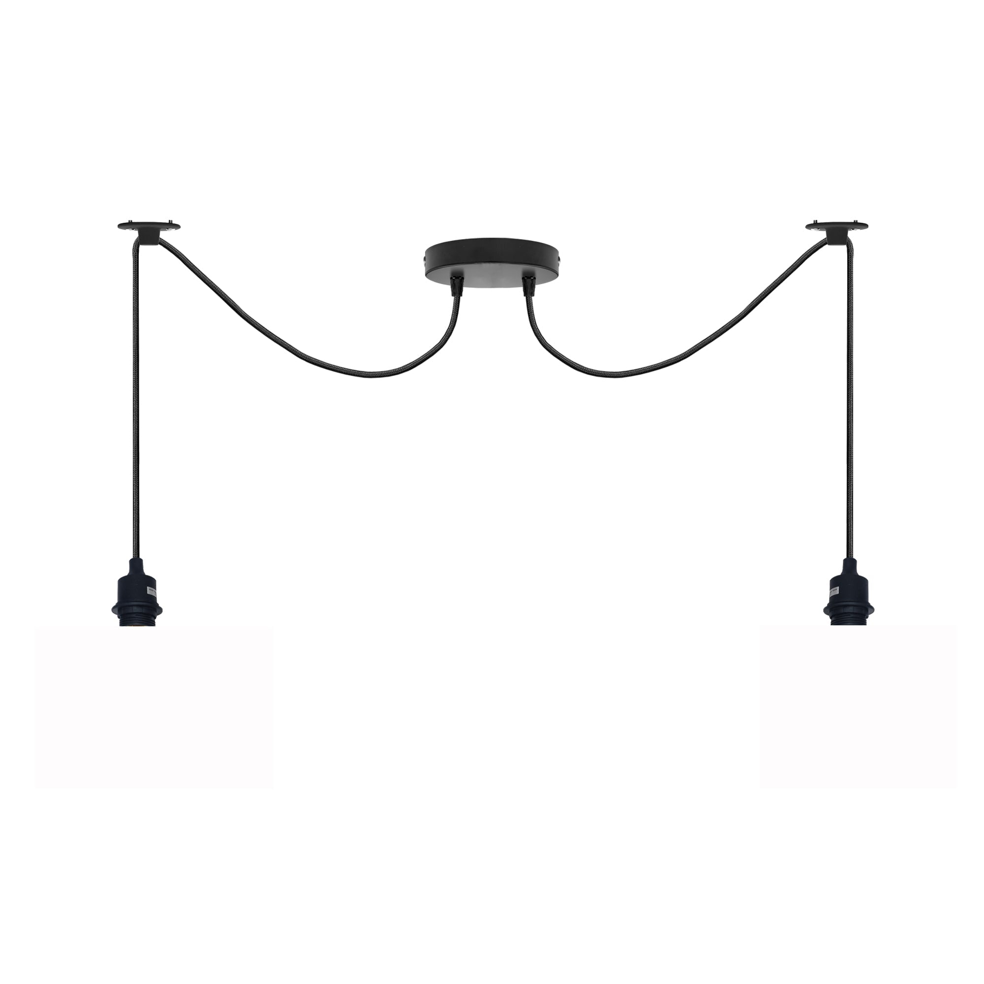 Modern Industrial Black 2-Light Spider Pendant Ceiling Lamp Adjustable Cables E27