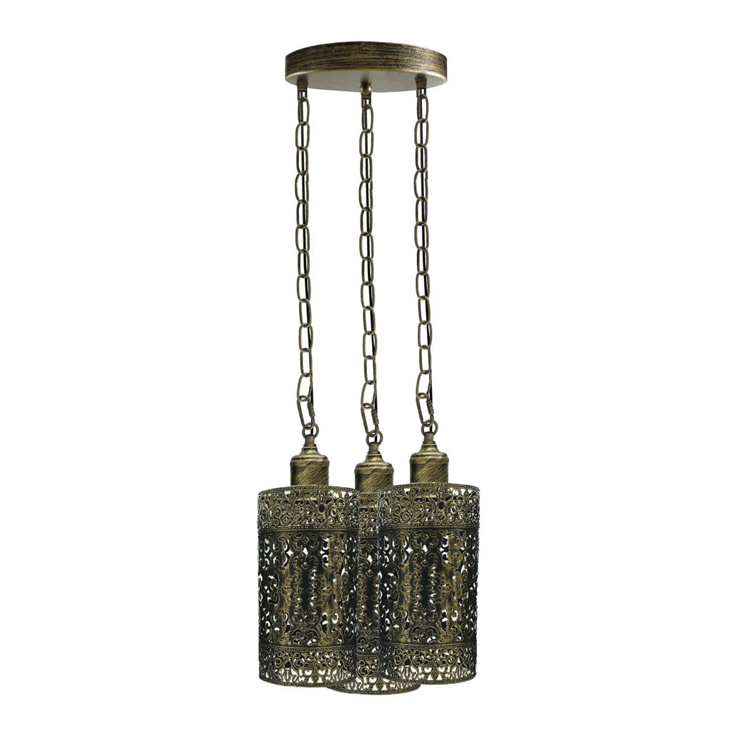 Modern 3-Way Industrial Pendant Light Fixture with Metal Barrel Cages