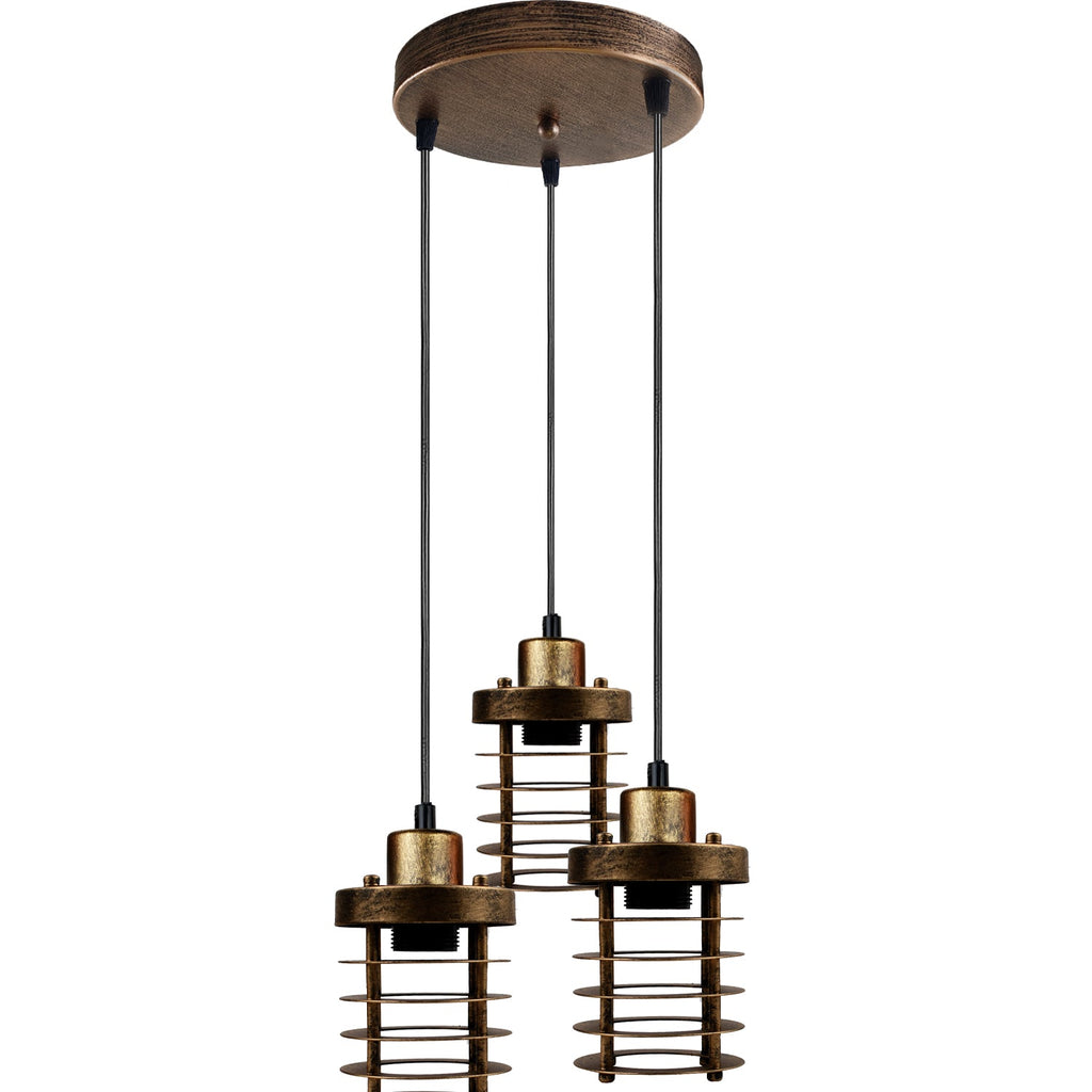 Charming 3-Light Metal Cage Cluster Pendant Ceiling Fixture - Adjustable Industrial Style
