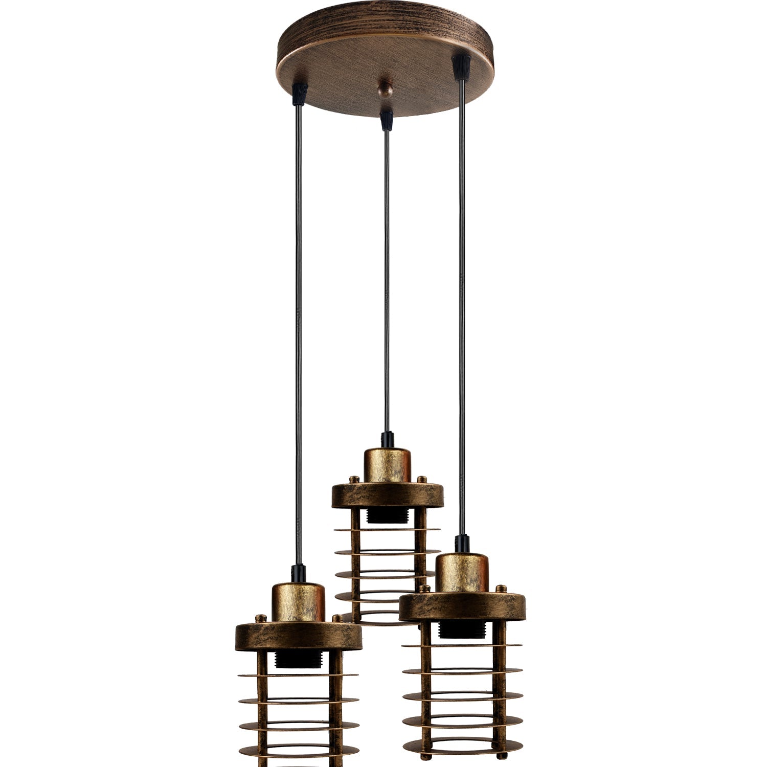 Industrial 3 Light Metal Cage Cluster Pendant Ceiling Hanging Light