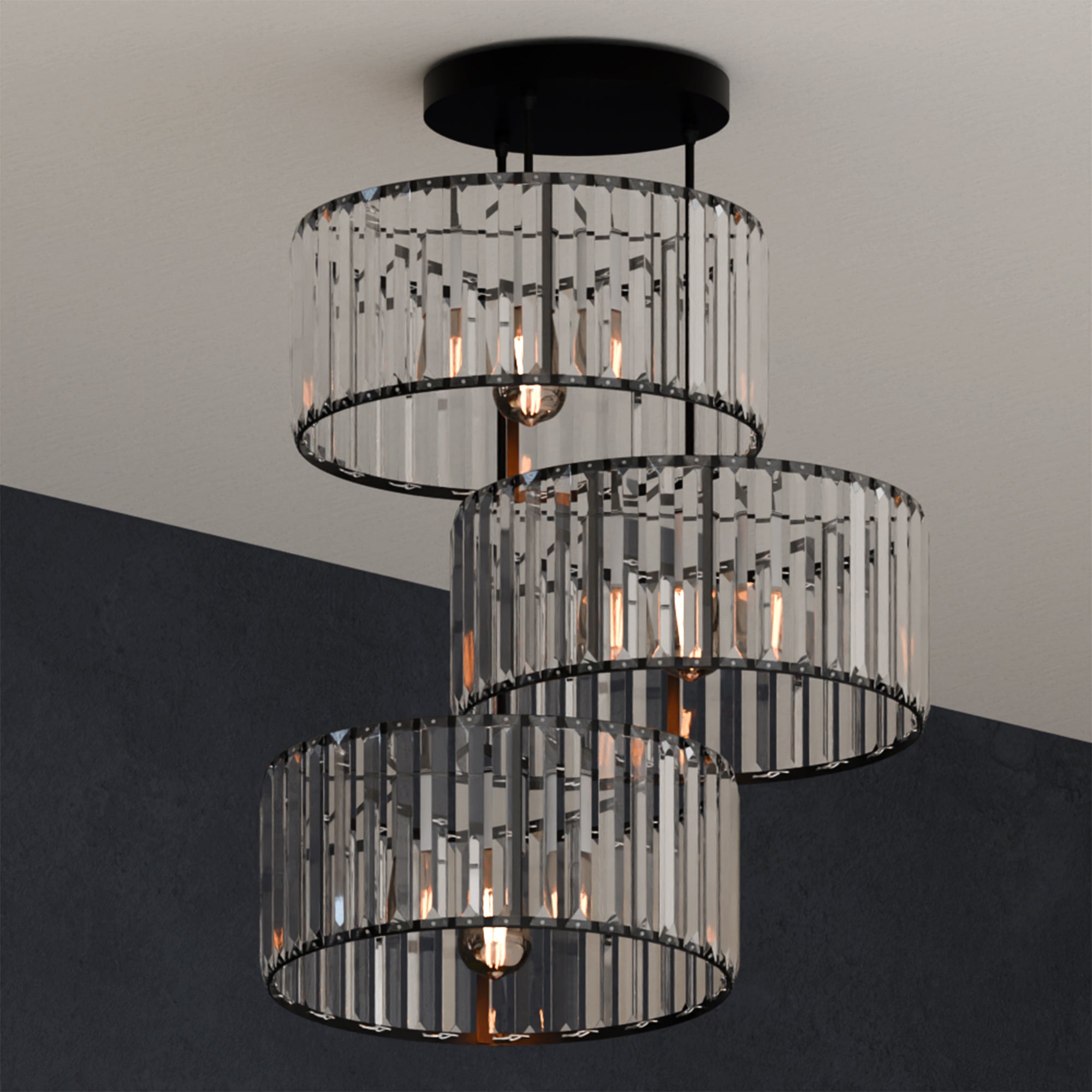 Modern 3 head Light Clear Crystal Shade Pendant Light ~5873