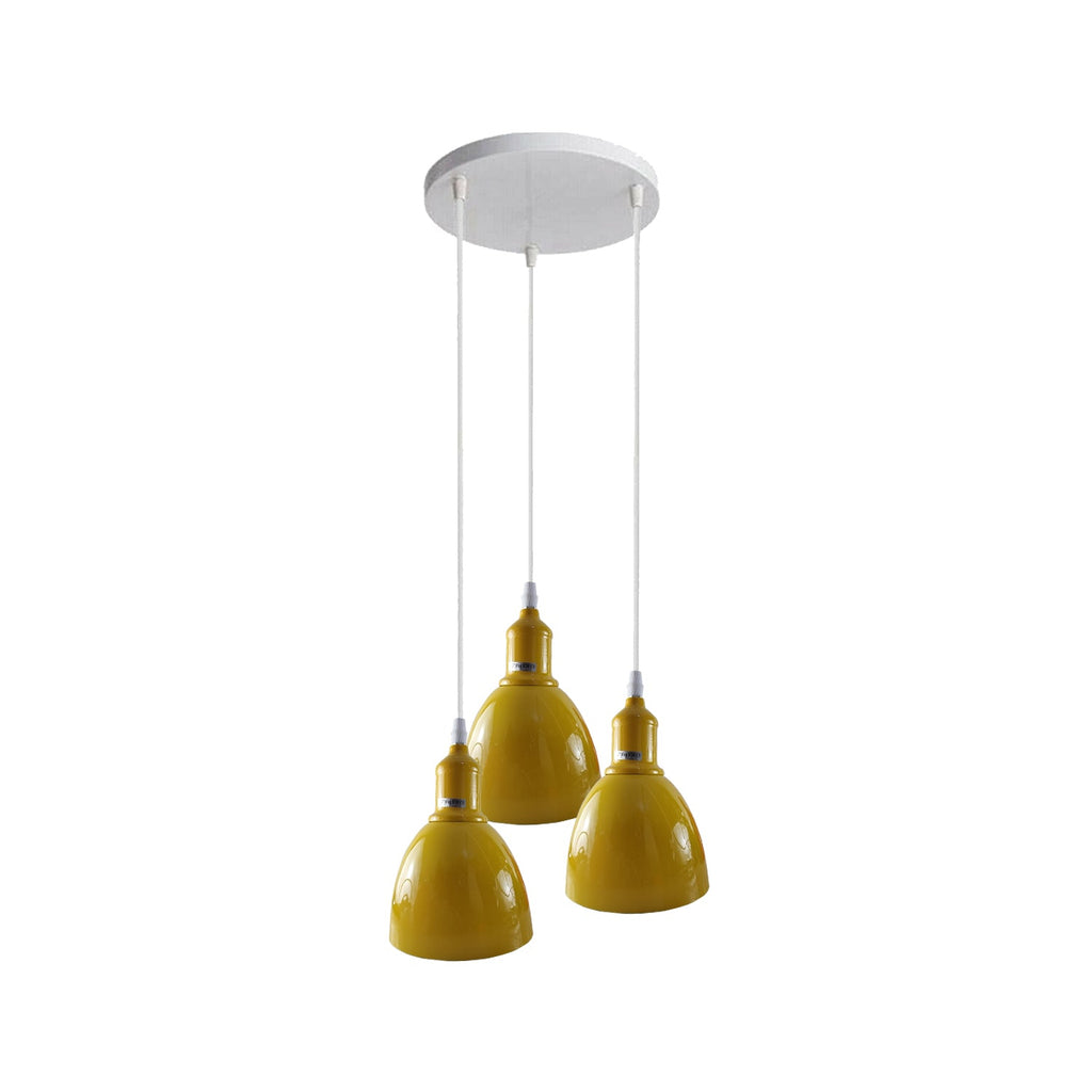 Modern Industrial 3-Light Cluster Pendant, E27 Base, Multicolour Ceiling Fixture