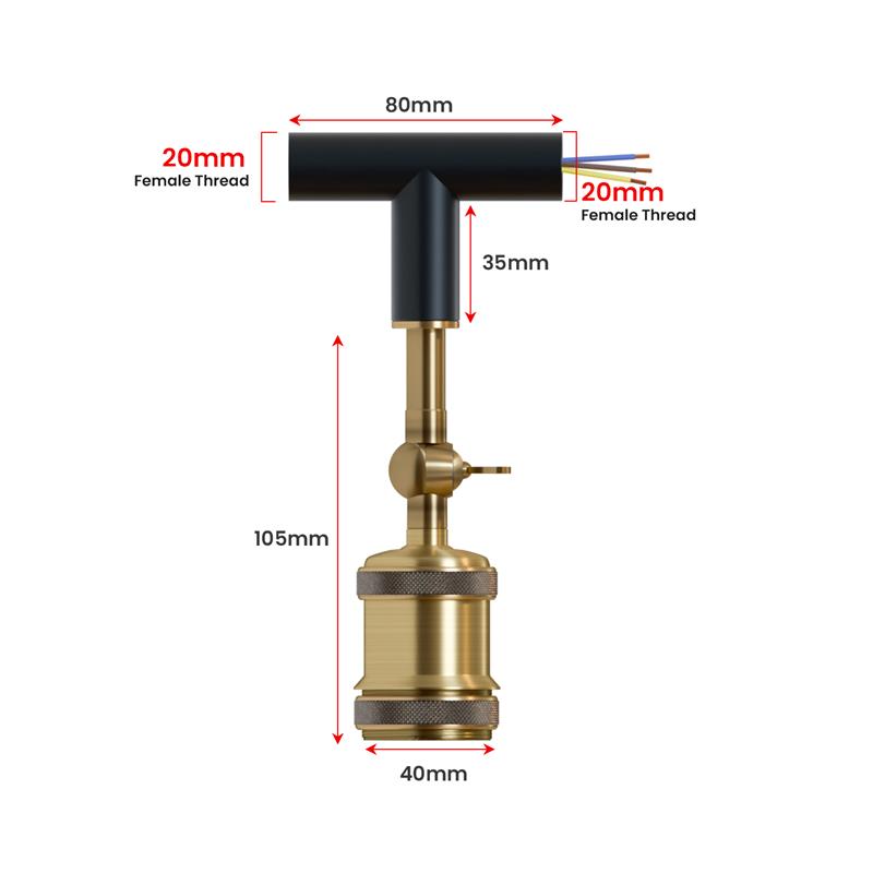 Adjustable Metal Conduit L & T Connectors E27 Arm Holder Lighting Kit