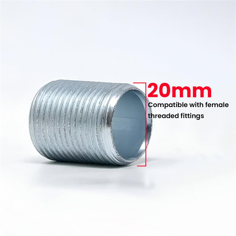 M20 20mm Galvanized Steel Conduit Nipple Connector Threaded Fitting for Lighting