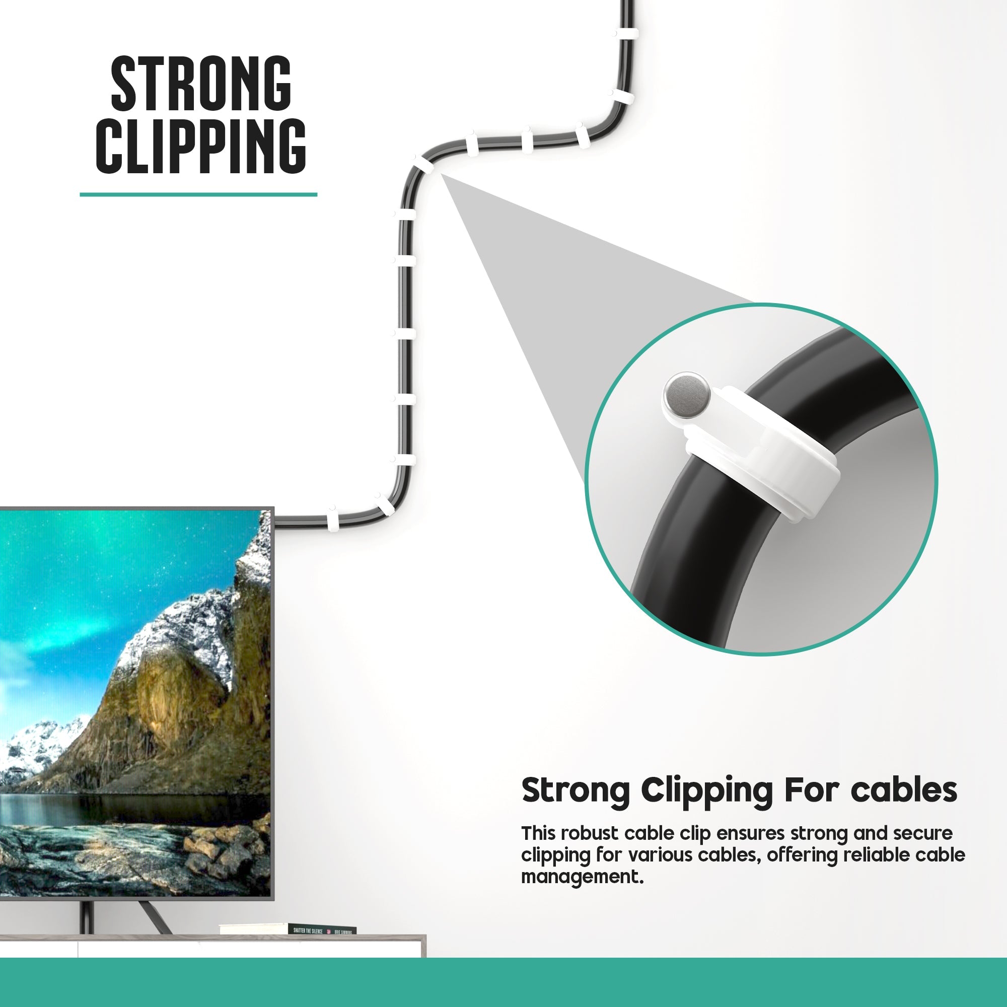 100 Pack White Round Cable Clips with Strong Steel Nails