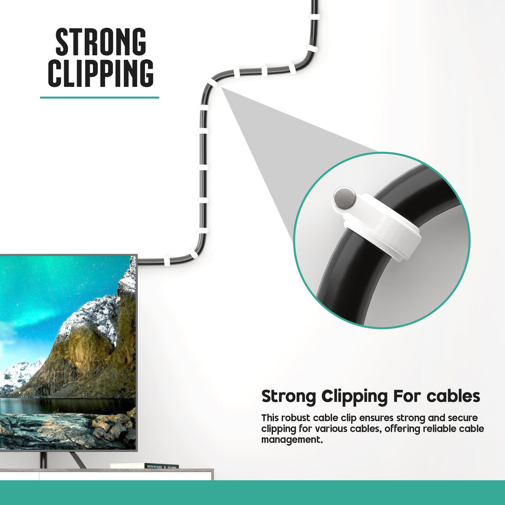 100 Pack White 7mm Round Cable Clips with Steel Nails